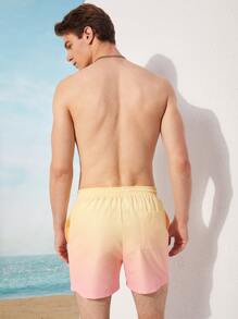 Manfinity Men Drawstring Waist Ombre & Tropical Print Shorts - Multicolor - View 2