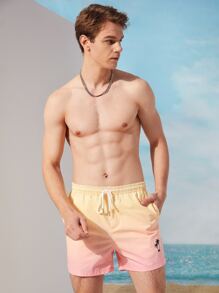 Manfinity Men Drawstring Waist Ombre & Tropical Print Shorts - Multicolor - View 3