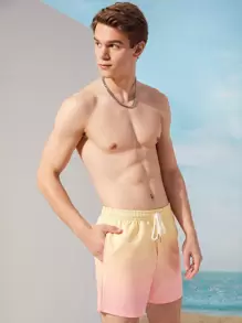 Manfinity Men Drawstring Waist Ombre & Tropical Print Shorts - Multicolor - View 4