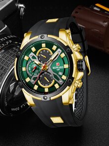 REWARD Hombres Reloj cuarzo de silicona con tira impermeable - Negro - Ver 2