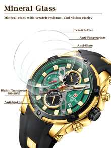 REWARD Hombres Reloj cuarzo de silicona con tira impermeable - Negro - Ver 3