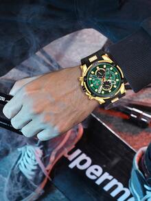 REWARD Hombres Reloj cuarzo de silicona con tira impermeable - Negro - Ver 6