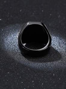 Fashionable and Popular Men Gemstone Decor Ring Stainless Steel for Jewelry Gift and for a Stylish Look - Hitam - View 2