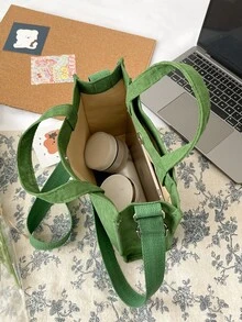 Túi đeo chéo Nữ Lá thư Có thể điều chỉnh được Đôi tay cầm Sẵn sàng - Màu xanh lá cây đậm - Xem 5