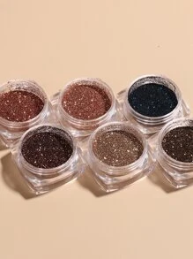 FULL BEAUTY 6pcs Gold Brown Nail Powder Glitter Pigment Holographic Shining Nail Art Sequins Flakes Dust DIY Manicure Decorations - Brown - View 4