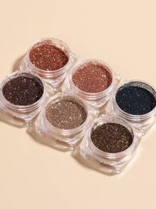 FULL BEAUTY 6pcs Gold Brown Nail Powder Glitter Pigment Holographic Shining Nail Art Sequins Flakes Dust DIY Manicure Decorations - Brown - View 5