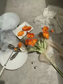 1 Nhân Tạo Hoa Anh Túc Hoa Lụa Thân Dài Tân Gia Vườn Bàn Cưới Tự Làm Tiệc Cưới Cô Dâu Hoa Trang Trí - trái cam - Xem 1