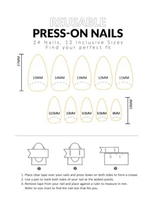 24pcs French Short Almond Shape Nail Nails Pink White French White Rhinestone Decor Stripe Press On Nails Acrylic Nails Fake Nails Nails Manicure Set Includes 1sheet Adhesive Tabs & 1pc Mini File Perfect For Everyday Wear - Multicolor - View 3