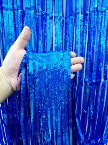 1 件塑料 PET 雨帘装饰，适用于派对背景 - 藍色 - 查看 2