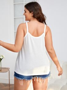 SHEIN EZwear صدرية كامي تفاصيل ازرار مقاس كبير