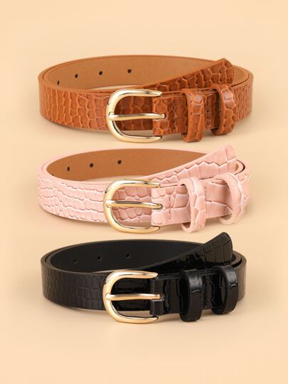 3入組蛇紋皮帶