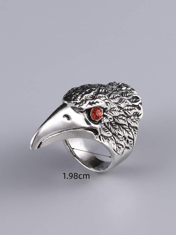 Men Eagle Head Design Ring Antique Silver Stainless Steel Fashionable Popular Jewelry Gift Party