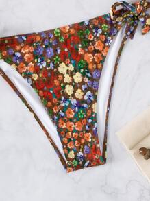 Bộ bikini hở vai họa tiết hoa Ditsy cho kỳ nghỉ hè ở bãi biển - Rỉ Nâu - Xem 4