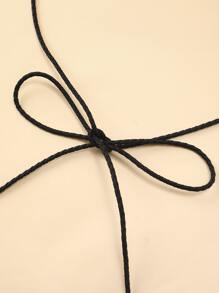 打結編織腰帶蝴蝶結 - 黑色 - 查看 2
