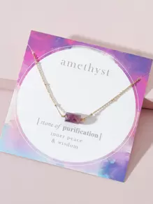 1 pieza Collar de Amatista Natural (Diferentes tonos de púrpura) - Morado - Ver 2