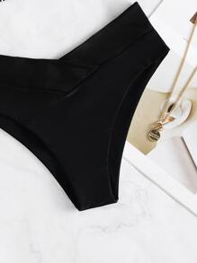 Swim Basics Summer Beach Vertical Striped Bikini Set Wireless Top & Hipster Bikini Bottom 2 Pieces Bathing Suit, Vacation Bikini - Black and White - View 6