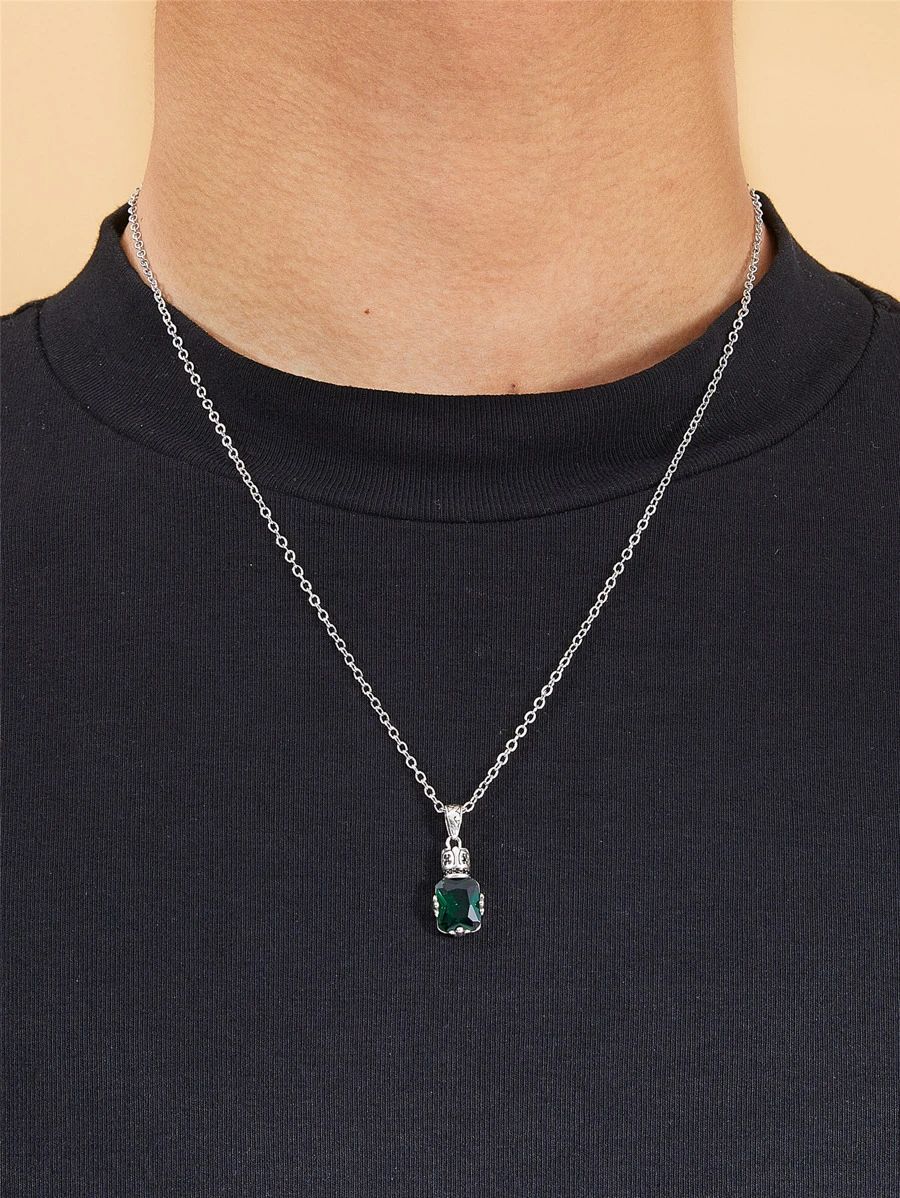 Những người đàn ông thời trang và phổ biến Vòng cổ trang trí bằng đá rhinestone bằng đồng để làm quà tặng trang sức và cho một vẻ ngoài sành điệu - Bạc - Xem 1