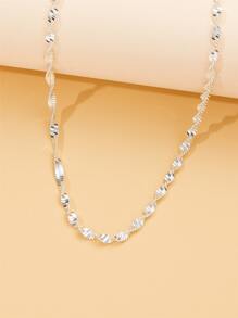 時尚流行男士扭紋設計項鍊銅質，適合珠寶禮物和時尚外觀 - 銀色 - 查看 3