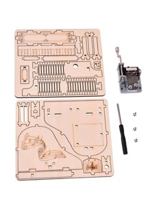 1件套DIY鋼琴造型木頭音樂盒 - 卡其色 - 查看 2