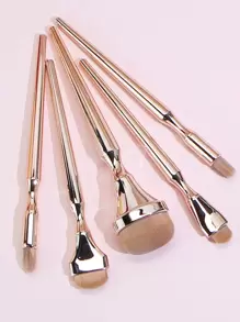 Juego de 5 pinceles de maquillaje de alta calidad en color oro rosa, incluye pincel para polvos faciales, pincel de arreglo, pincel para base en polvo, pinceles de maquillaje, juego de brochas, kit de brochas de maquillaje, juego de maquillaje completo, set de brochas de maquillaje, kit de maquillaje completo, set de brochas, set de brochas de maquillaje, set de regalo de maquillaje, set - Marrón Mocha - Ver 2