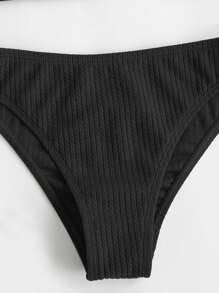 Tween Girl Solid Bikini Set Summer Beach - Black - View 4