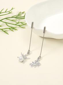 6pcs Faux Pearl Decor Scarf Pin - Silver - View 5