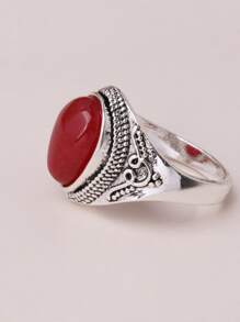 1 件女士天然虎眼石戒指，简约实用，多功能 - 紅色 - 查看 4