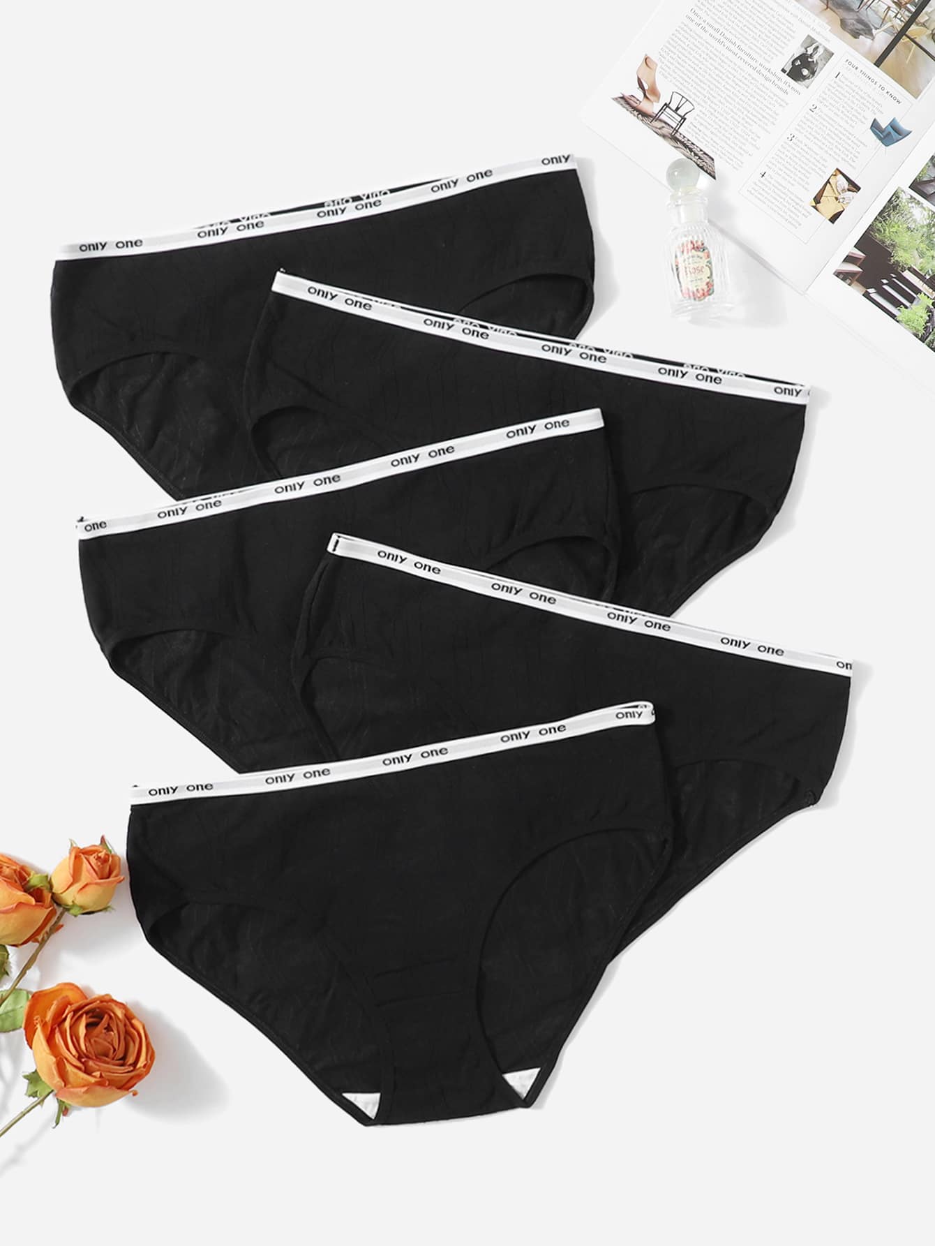 Snug Zone Plus 5pack Contrast Letter Tape Panty Sports