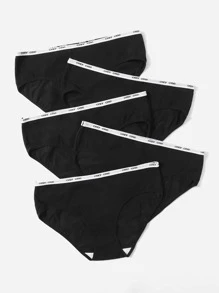 Snug Zone Plus 5pack Contrast Letter Tape Panty Sports