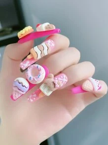 20 chiếc Nhựa Hoạt Hình Kem & Món Tráng Miệng Hình Móng Tay Nghệ Thuật Trang Trí DIY Móng Tay Quyến Rũ Móng Đá Quý Đồ Dùng Làm Móng - Nhiều màu - Xem 2