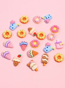 20 chiếc Nhựa Hoạt Hình Kem & Món Tráng Miệng Hình Móng Tay Nghệ Thuật Trang Trí DIY Móng Tay Quyến Rũ Móng Đá Quý Đồ Dùng Làm Móng - Nhiều màu - Xem 3