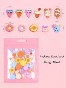 20 chiếc Nhựa Hoạt Hình Kem & Món Tráng Miệng Hình Móng Tay Nghệ Thuật Trang Trí DIY Móng Tay Quyến Rũ Móng Đá Quý Đồ Dùng Làm Móng - Nhiều màu - Xem 4