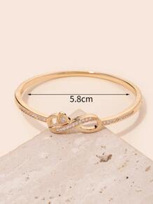 1件女士时尚心形锆石手镯，适合作为礼物、参加派对和日常佩戴 - 金黃色 - 查看 4