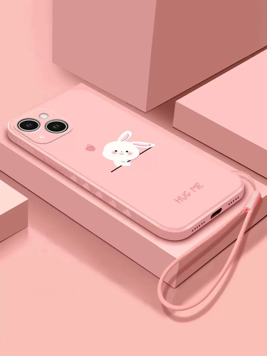 Baby Pink Pink 1pc Tpu Edge Painted Phone Case With Lanyard, Compatible With IPhone 7 8 11 12 13 14 Promax Plus X Xr Xsmax Se2 Compatible With IPhone15,15pro,15plus,15promax Compatible With IPhone15/15Plus/15Pro/15Promax