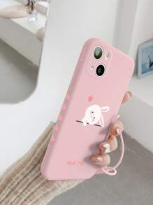 Baby Pink Pink 1pc Tpu Edge Painted Phone Case With Lanyard, Compatible With IPhone 7 8 11 12 13 14 Promax Plus X Xr Xsmax Se2 Compatible With IPhone15,15pro,15plus,15promax Compatible With IPhone15/15Plus/15Pro/15Promax