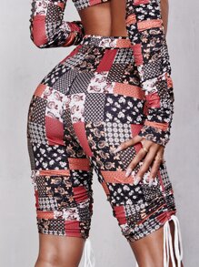 SHEIN Unity Quần tất nữ Dây kéo Thắt nút Chắp vá Giải trí - Nhiều màu - Xem 2