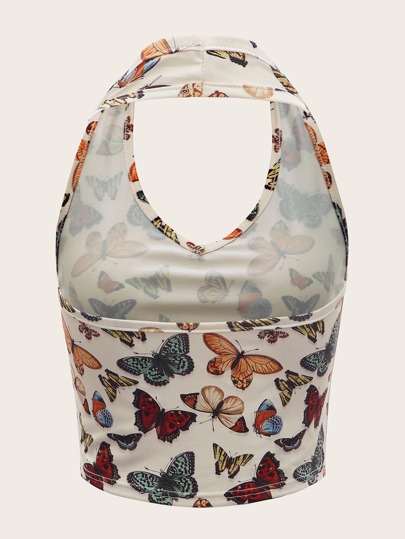 Our Butterfly Print Halter Top is such a vibe - ROMWE