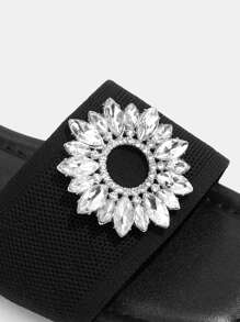 Gemstone Decor Slide Sandals - Black - View 3