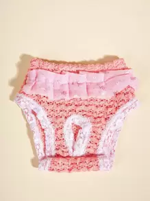 1pc Comfortable Breathable Lace Trim Anti-Harassment Pet Physiological Pants - Pink - View 1