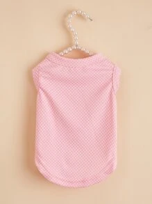 1 pieza Tank de mascota con estampado de cuadros - Rosa - Ver 2