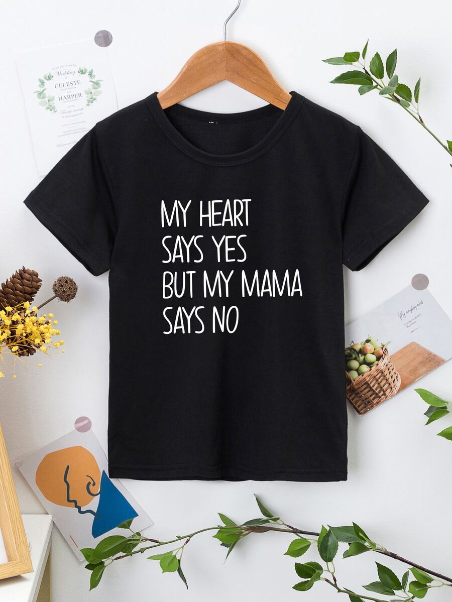 SHEIN Toddler Boys Slogan Graphic Tee - Black - View 1