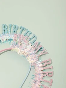 2入組花朵裝飾生日派對兒童髮帶，適用於派對裝飾 - 彩色 - 查看 3