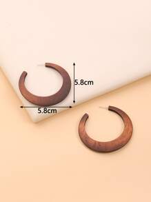 Aboocag 1 Pair Wooden Bead Earrings, Casual Vintage Accessories - Brown - View 3