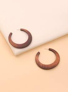 Aboocag 1 Pair Wooden Bead Earrings, Casual Vintage Accessories - Brown - View 4