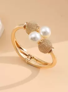 Faux Pearl Decor Bangle - Multicolor - View 2