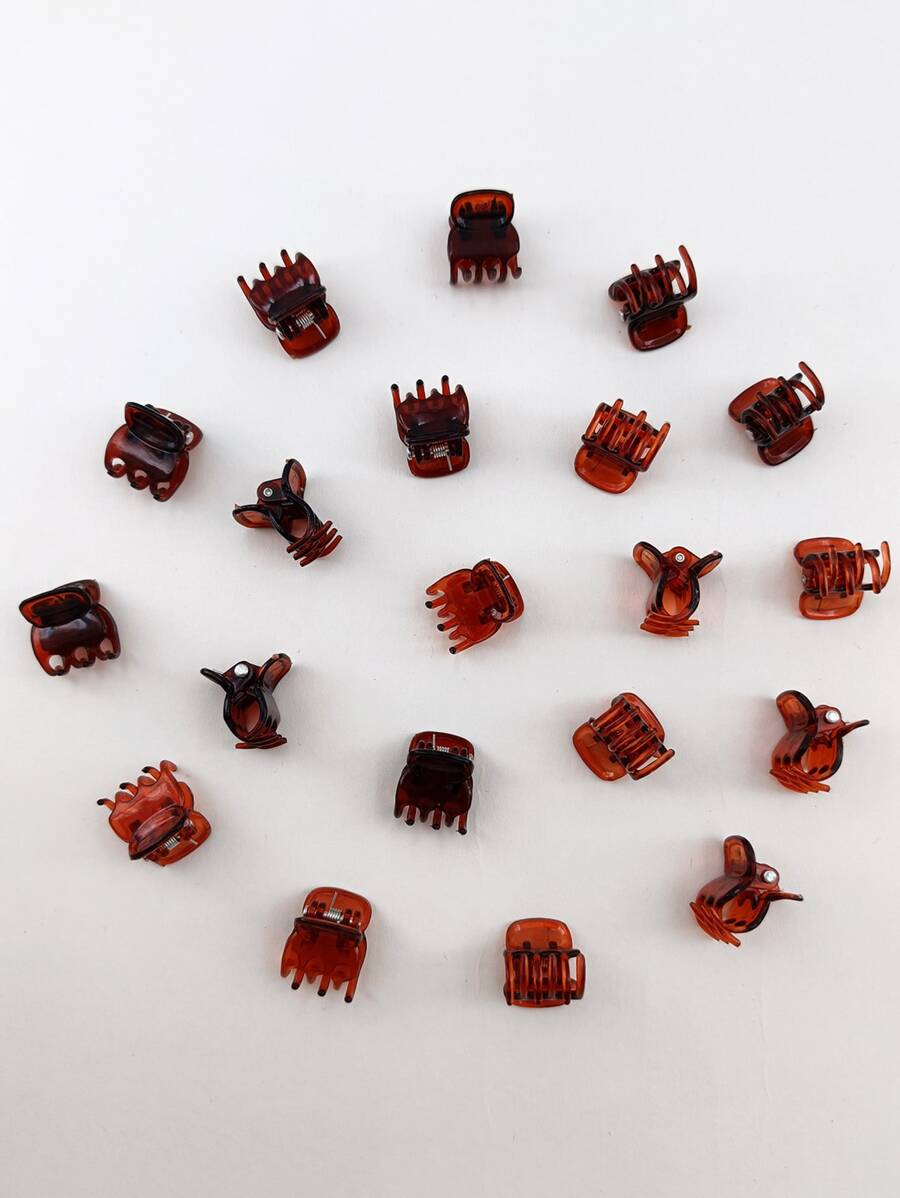 20个/包 女士1.5厘米纯色塑料发爪夹，适合日常休闲佩戴，南瓜Y2K风格发夹，发卡，发饰，上学必备，大学假期必备发饰 - 彩色 - 查看 1