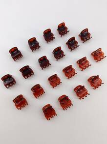 20个/包 女士1.5厘米纯色塑料发爪夹，适合日常休闲佩戴，南瓜Y2K风格发夹，发卡，发饰，上学必备，大学假期必备发饰 - 彩色 - 查看 2