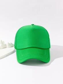 1pc Women's Solid Mesh Simple Lightweight Baseball Cap, Adjustable, Suitable For Daily Wear - Green - View 3
