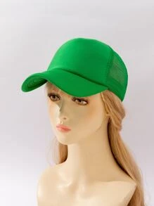 1pc Women's Solid Mesh Simple Lightweight Baseball Cap, Adjustable, Suitable For Daily Wear - Green - View 4