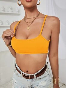 SHEIN Allurite Neon Yellow Backless Crop Cami Top - Yellow - View 6